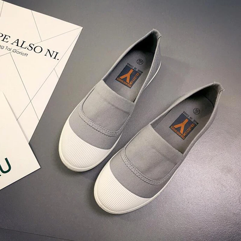 

SAILING LU Slip On Women Flats New Spring Ladies Causal Shoes Fashion Canva Vamp Light Creeper Breathable Female Footwear XWF592