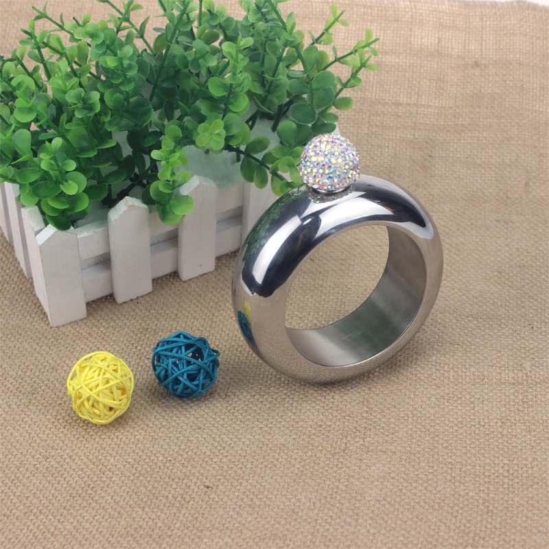 

Bracelet Hip Flask with diamond lid Round Chic Elegant Wine Bangle Mixed Bottle 3.5oz/100ml Whisky Vodka Flagon bridesmaid gift