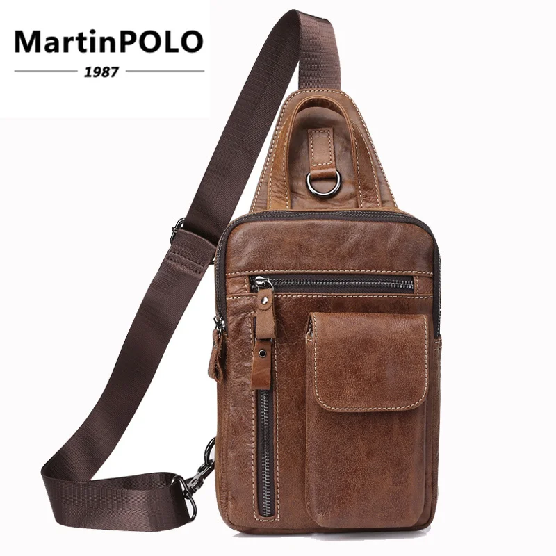 

2019 Men's Genuine Leather Shoulder Bag Men Messenger Bag Male Chest Pack Crossbody Bag Men Chest Bag Sling Leather handbag 8871