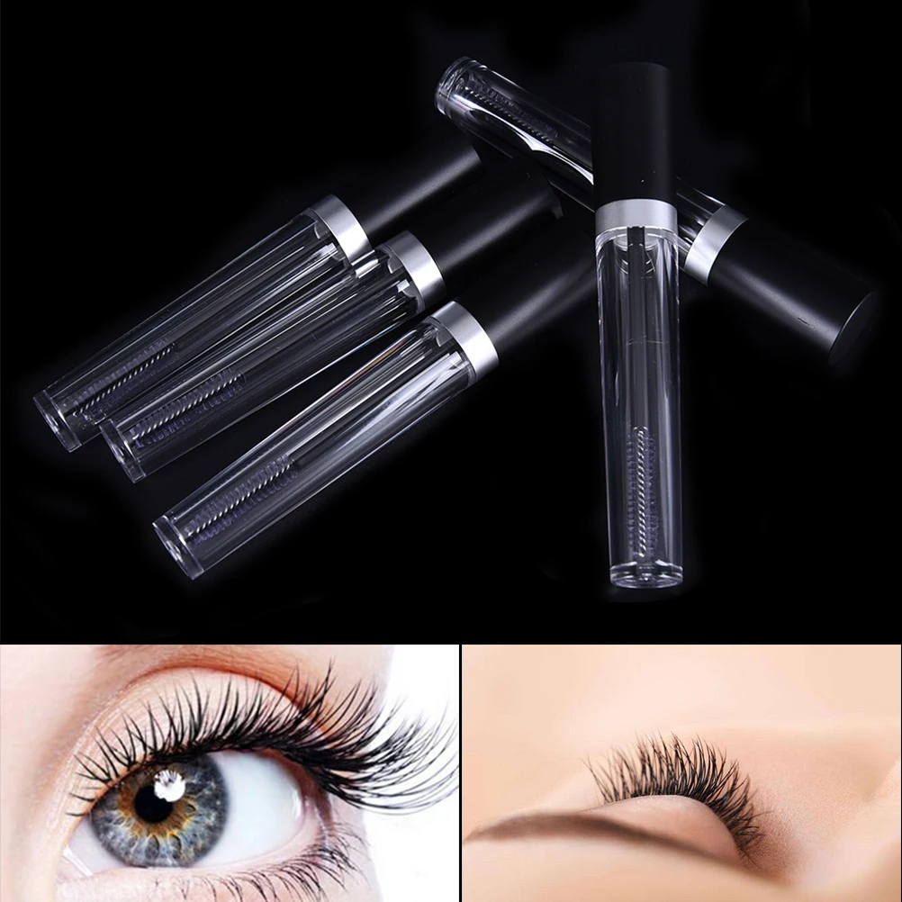 

1PC Plastic Clear Empty Mascara Tube Vial/Bottle/Container With Black Cap For Eyelash Growth Medium Mascara 8ML