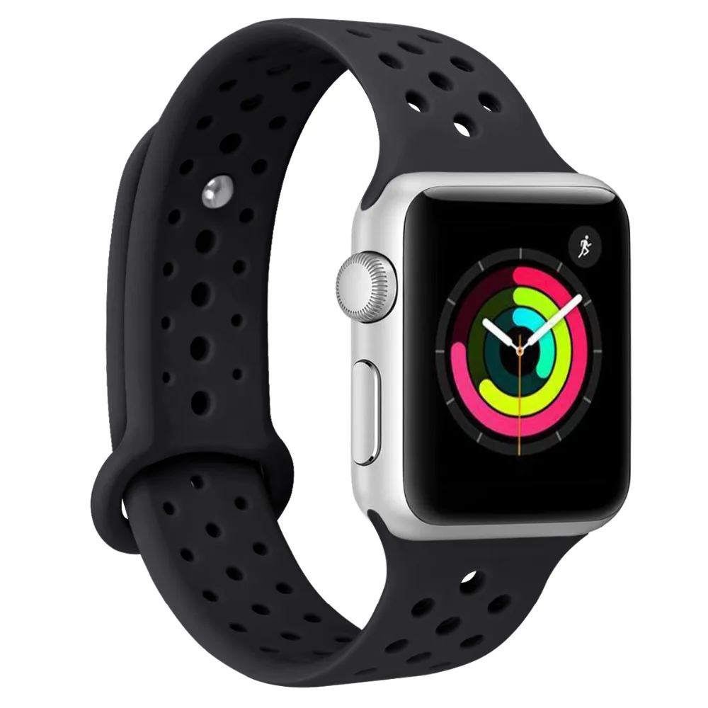 Спортивный силиконовый ремешок для наручных часов Apple watch 42 мм 38 Версия 44 40 iwatch