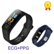 Кровяное давление пульсометр smartband PPG ЭКГ смарт-Браслет фитнес-трекер часы HRV температурный браслет