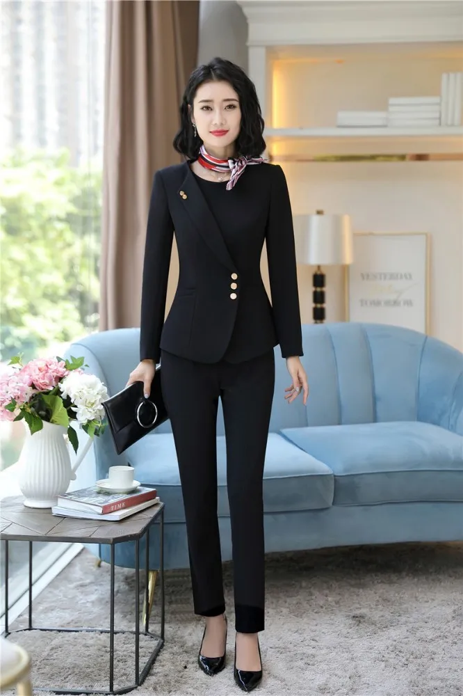 OL Styles Formal Uniform Designs Women Business Suits With Pants and Tops Ladies Office Work Wear Blazers Professional Pantsuits 5