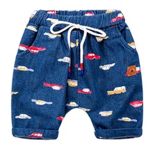 Высокое качество, новинка года, летние шорты для мальчиков модные хлопковые повседневные спортивные джинсы с принтом машины для малышей Детская одежда
