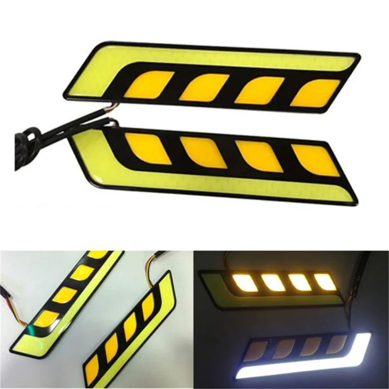 

2016 hot sale New 2pcs LED COB Fog Lamp Car Daytime Running DRL Waterproof with Turn Signal very nice Vicky