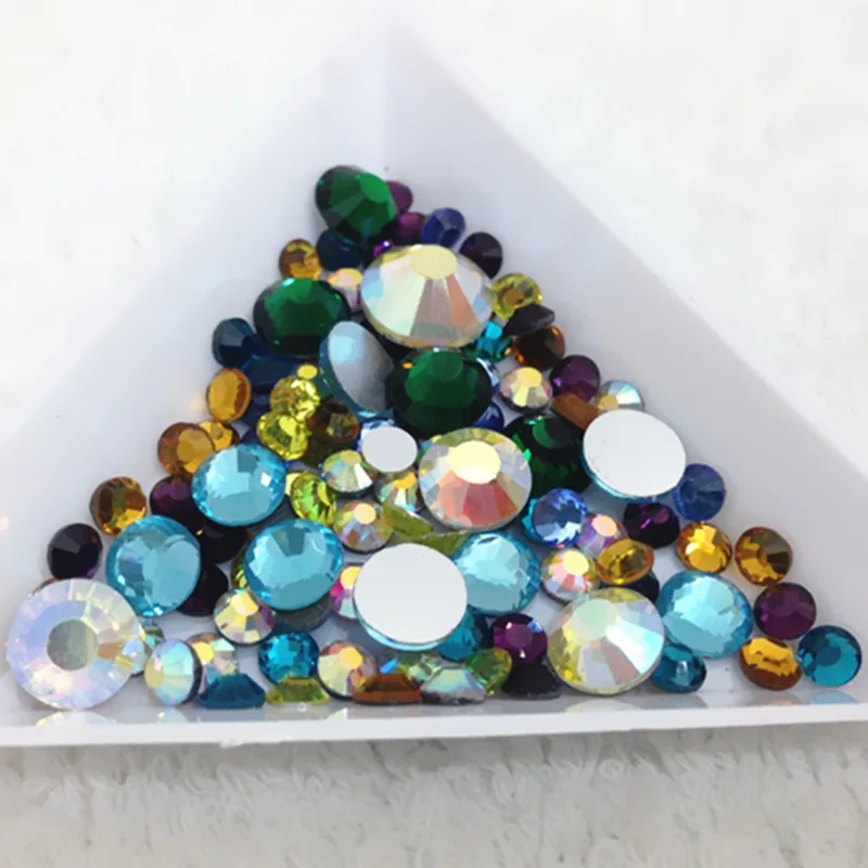 

All Sizes Colors Nail Art Rhinestones SS3,4,5,6,8,10,12,16,20,30,34 Non Hot Fix Glue on jewelry Crystal Flatbacks