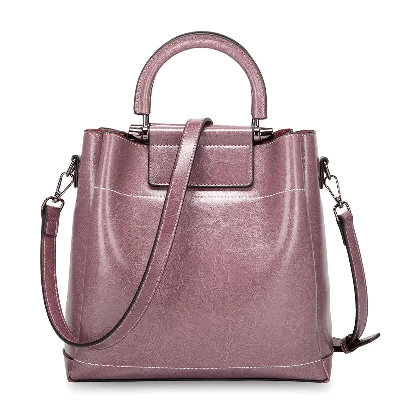 ZENCY, винтажная женская сумка из натуральной воловьей кожи, женская сумка на плечо/сумка-мессенджер из воловьей кожи, сумки с ручками для покупок - Цвет: Taro