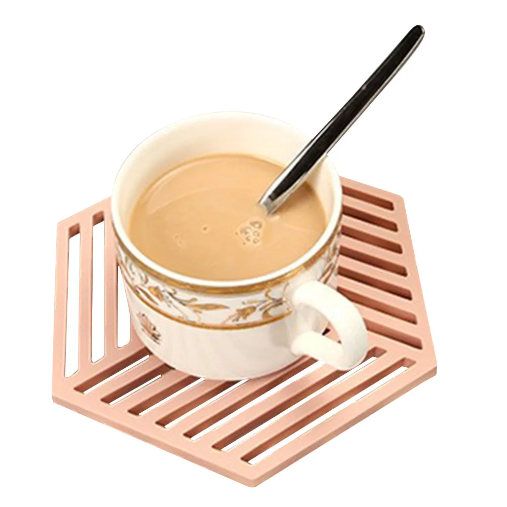 

Silicone Pad Non Slip Heat Resistant Home Hollow Out Hexagon Pot Mat Eco-friendly Coaster Desktop Simple Placemat Bowl