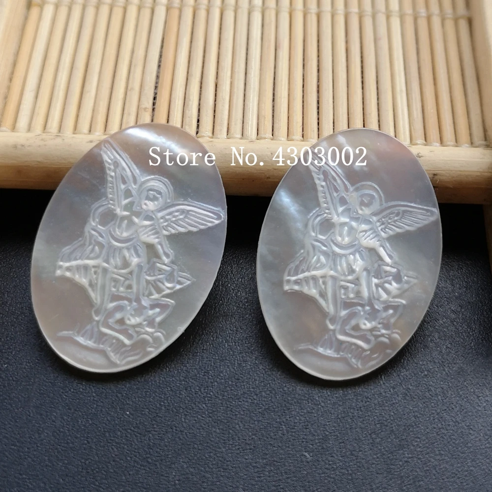 

10pcs/lot 18x25mm Natural Oval San Miguel Archangel Mother of Pearl Shell Oval Angel Madonna Pearl Shell MOP for DIY Jewelry