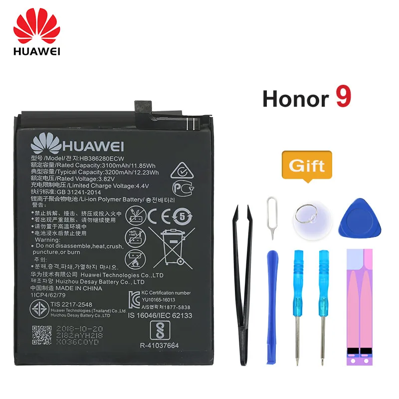 

100% Original Huawei Battery HB386280ECW for Huawei Ascend P10 Honor 9 High Quality Replacement Battery 3200mAh