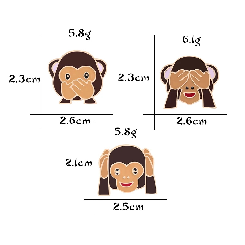 3 шт./компл. Мультяшные Броши обложки для глаз с широким носком и с принтом в виде обезьянки эмали штырь забавный рюкзак для переноски детей металлический значок мода куртки значков на булавке ювелирное изделие