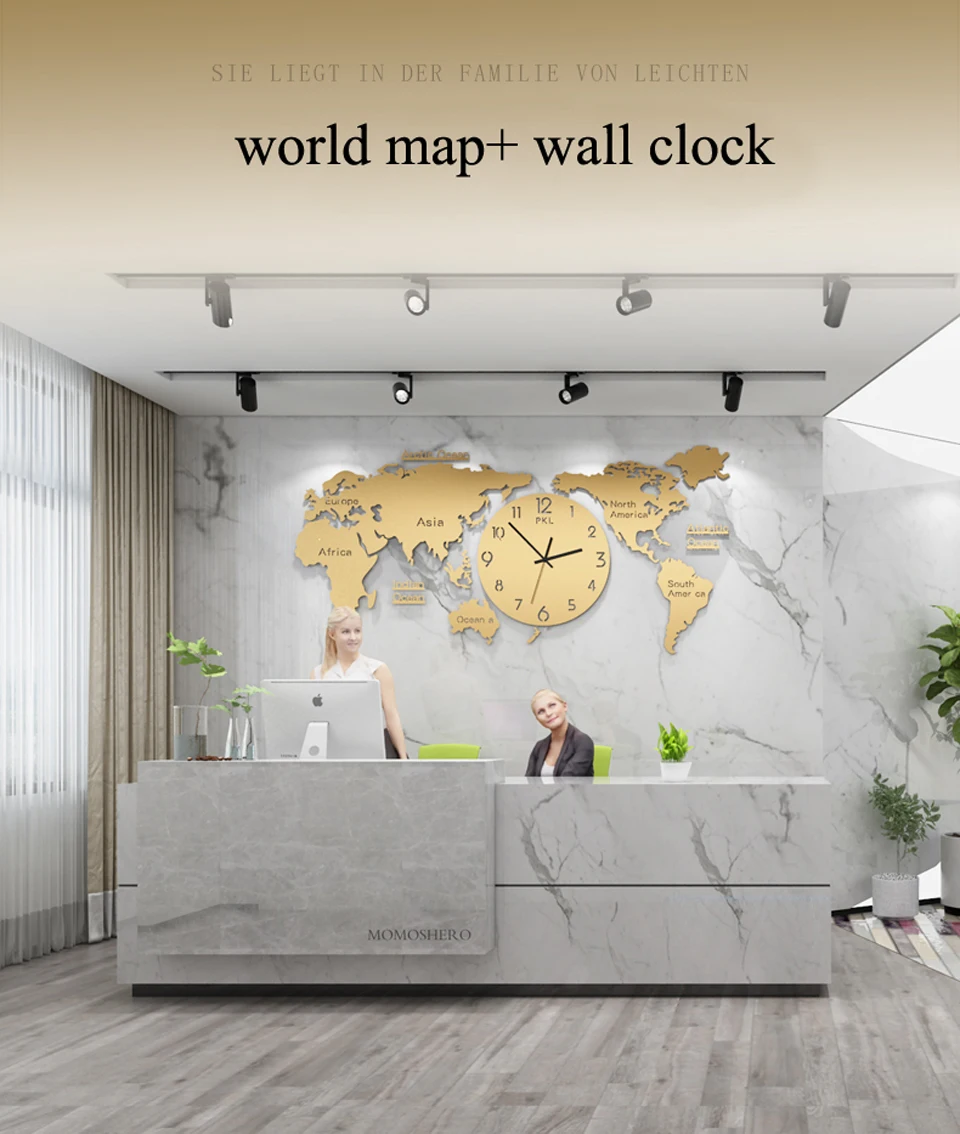 70*34 см Современный дизайн большие настенные часы Акриловые 3D наклейки металлические бесшумные стеклянные часы роскошные подвесные часы с картой мира настенные часы