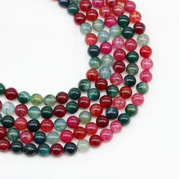 

1strand/lot Wholesale Natural Stone Tourmaline Agates Bead Round Gem Loose Spacer Beads For DIY Bracelet Jewelry Making Findings