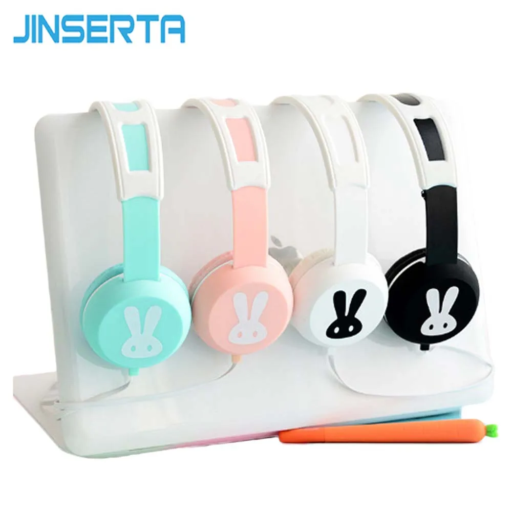 

JINSERTA Kids Headphones Cute Rabbit Headband Stereo Headphone w/ Microphone Portable Wired Headset for Kids Girls Samsung Gift