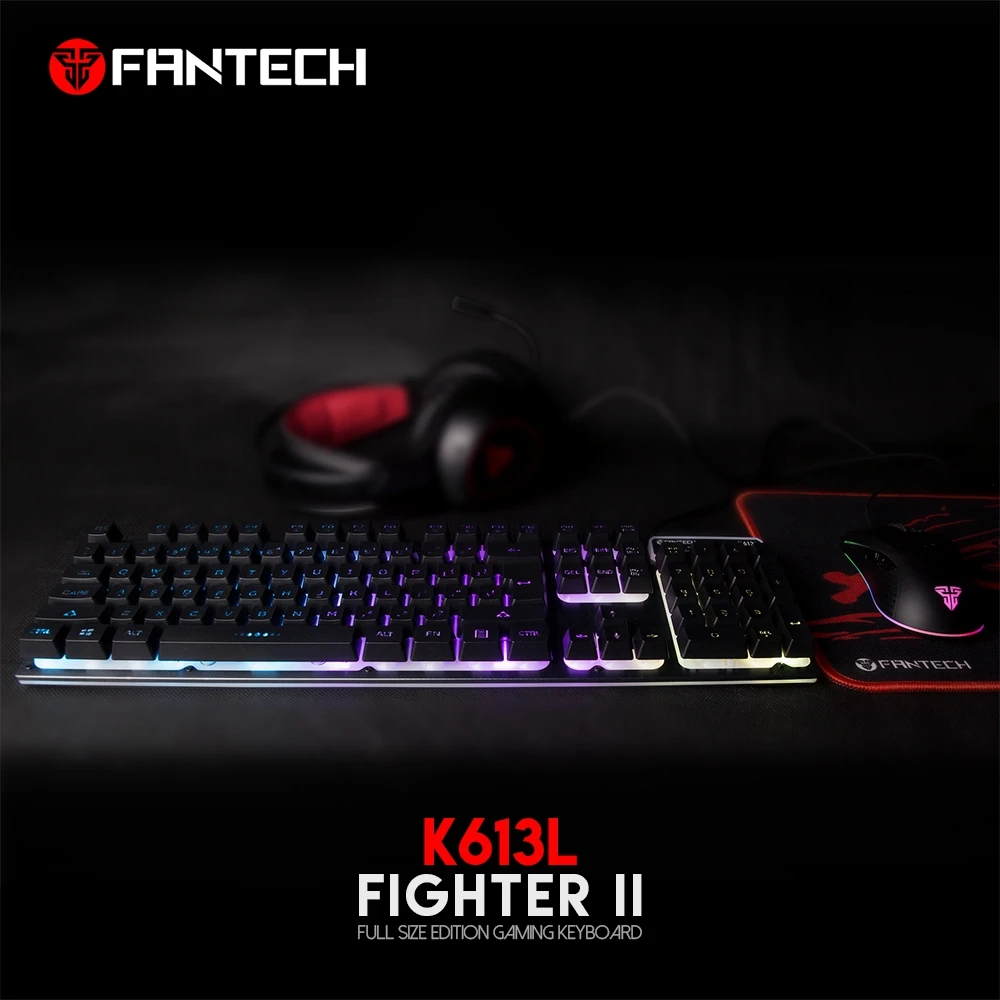 Fantech K613L Профессиональная Usb игровая клавиатура с подсветкой 104-Key Проводная игровая клавиатура