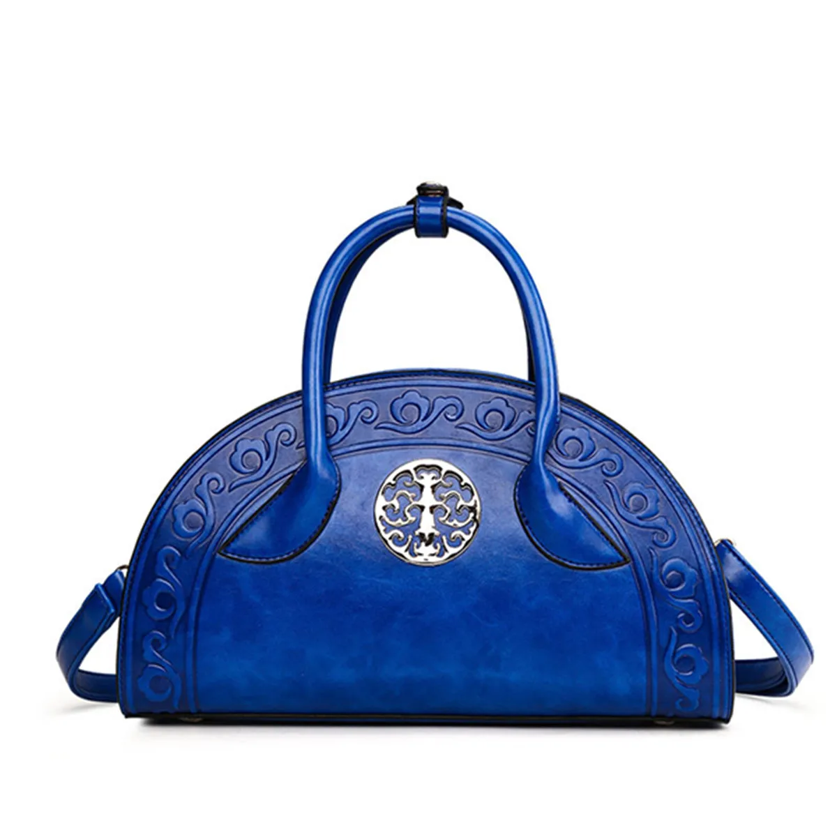 Синий Bolsa Feminina, китайский стиль, Красная Женская Роскошная сумка, дизайнерская, из искусственной кожи, с тиснением, через плечо, тоут, Ретро стиль, сумка через плечо - Цвет: Синий