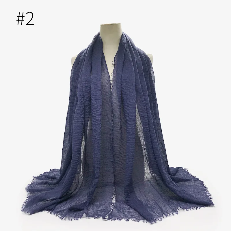 Модный простой хлопковый шарф с бахромой Женский мягкий однотонный мусульманский хиджаб популярное кашне шали большой пашмины Снуды 68 цветов