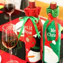 20 штук дома вечерние крышка для бутылки с красным вином сумки Рождественский обеденный стол украшение снеговик подарок Санта-Клауса для винной бутылки сумка