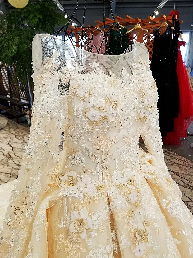 LS94309 свадебное платье с рукавамис длинным рукавом свадебное платье O шею зашнуруйте вверх назад красивые уникальные и простые свадебные