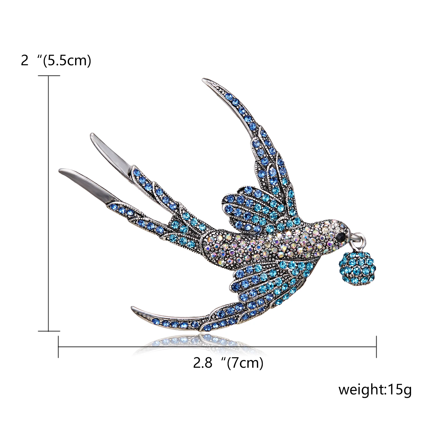 Rinhoo Красочные Стразы Броши с ласточкой для женщин Красивая яркая Птица Брошь булавка в виде животного 2 цвета хороший подарок - Окраска металла: blue