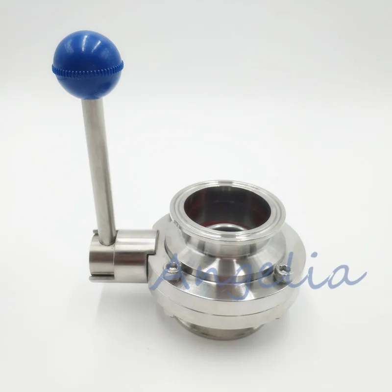 3/4" Stainless Steel 304 Sanitary Butterfly Valve Tri-Clamp Silicone Sealing 