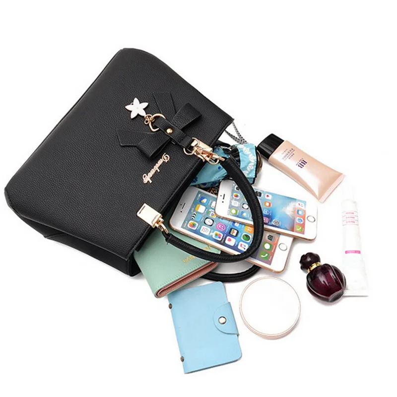 Women Designer Luxury Shoulder Bag Women High Quality PU Leather Handbags Ladies Plum Bow Sweet Messenger Crossbody Bag