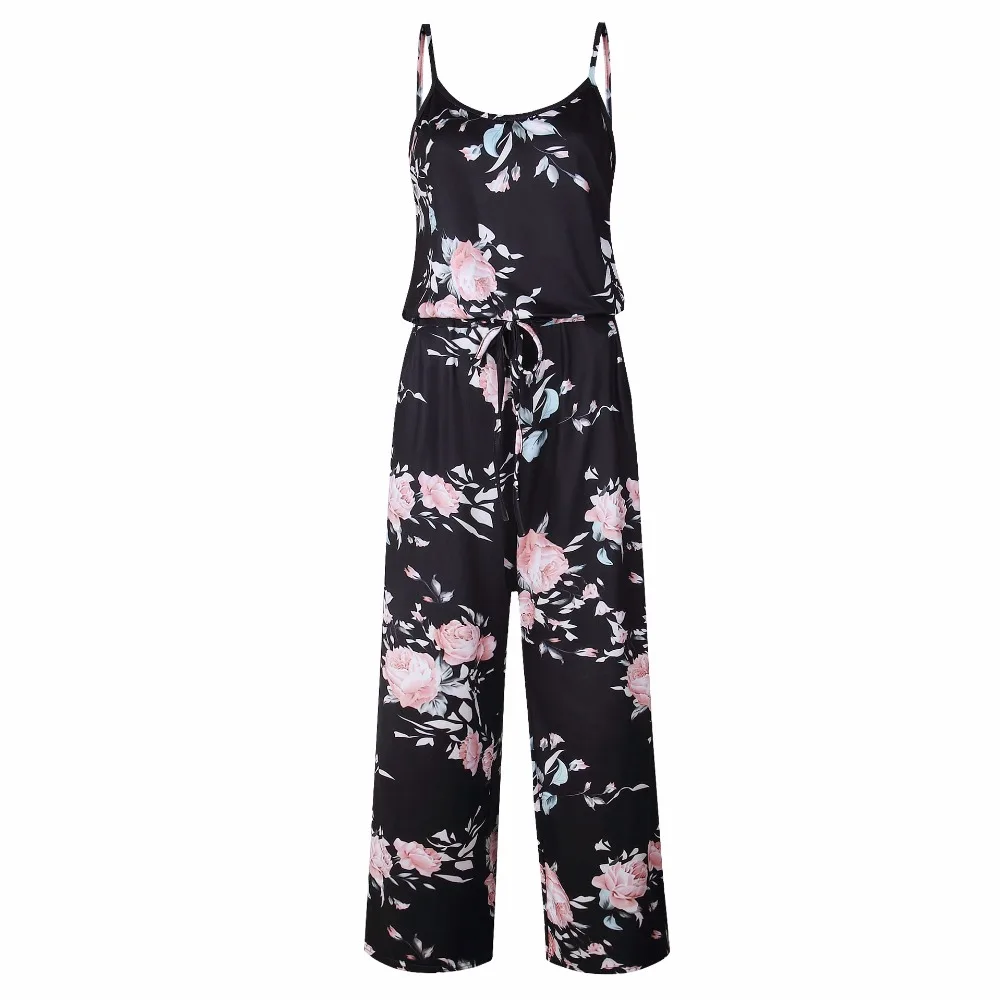  Women's Super Comfy Floral Jumpsuit - Black