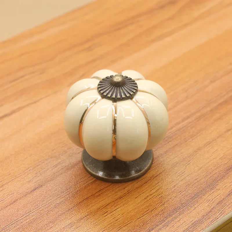 KAK Ceramic Drawer Knobs 40mm Cabinet Pulls Kitchen Handles Cartoon Pumpkin Furniture Handle for Kids Room Furniture Hardware