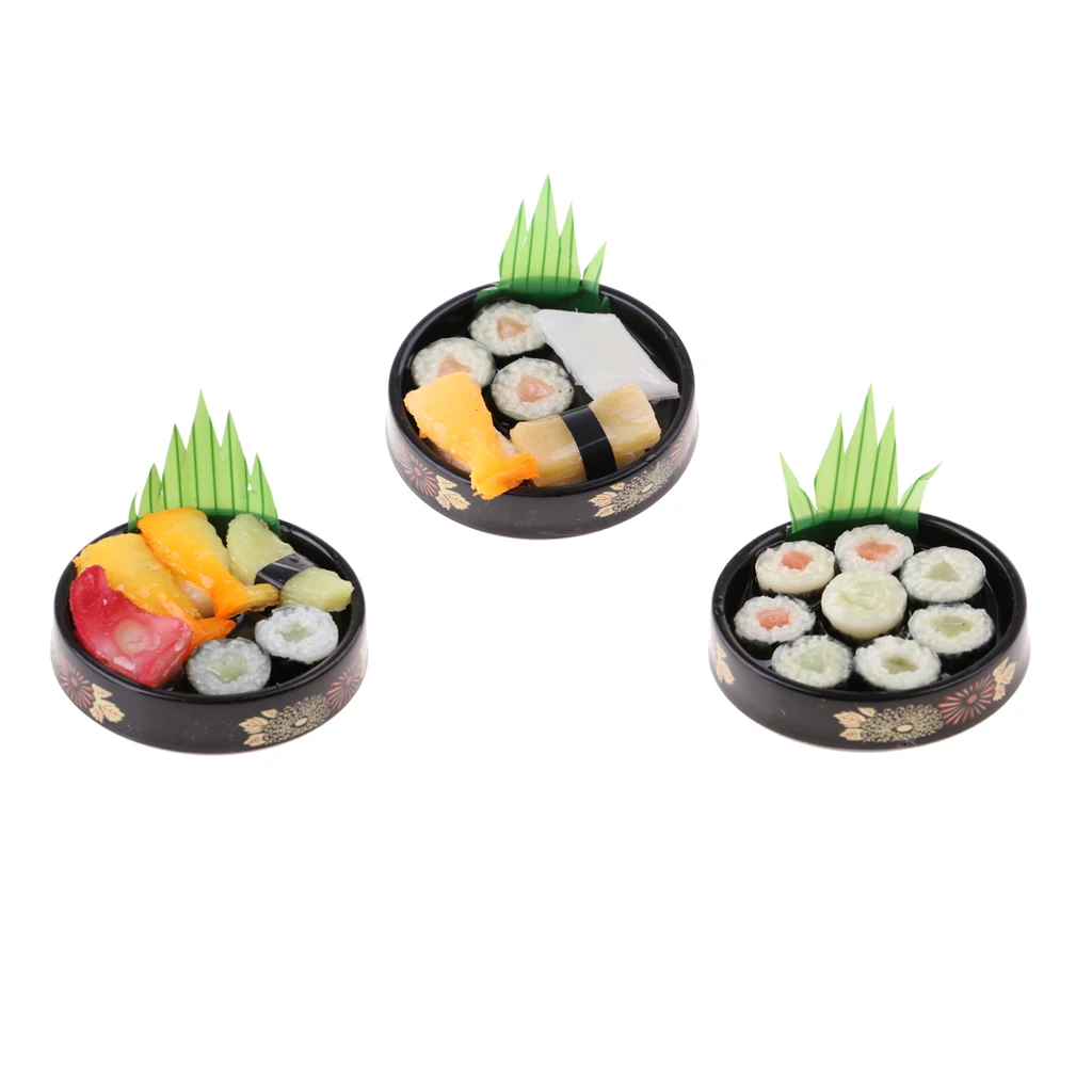 1/6 Dollhouse Miniatures Kitchen Food Decor Vivid Japanese Food Sushi - Round Plate