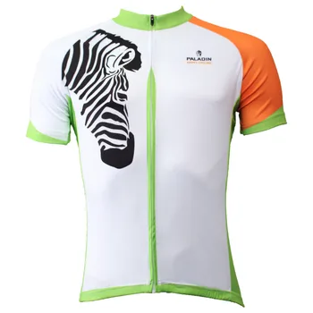 

Free shipping Men Zebra Cycling Jerseys Short Sleeve White / Orange Bicycle Shirt Polyester Green Vertical Stripes Biking Top