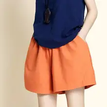 Женские шорты летние женские свободные шорты Повседневное льняные брюки хлопчатобумажные короткие штаны Для женщин с карманами 9 Цвета Размеры S-3XL