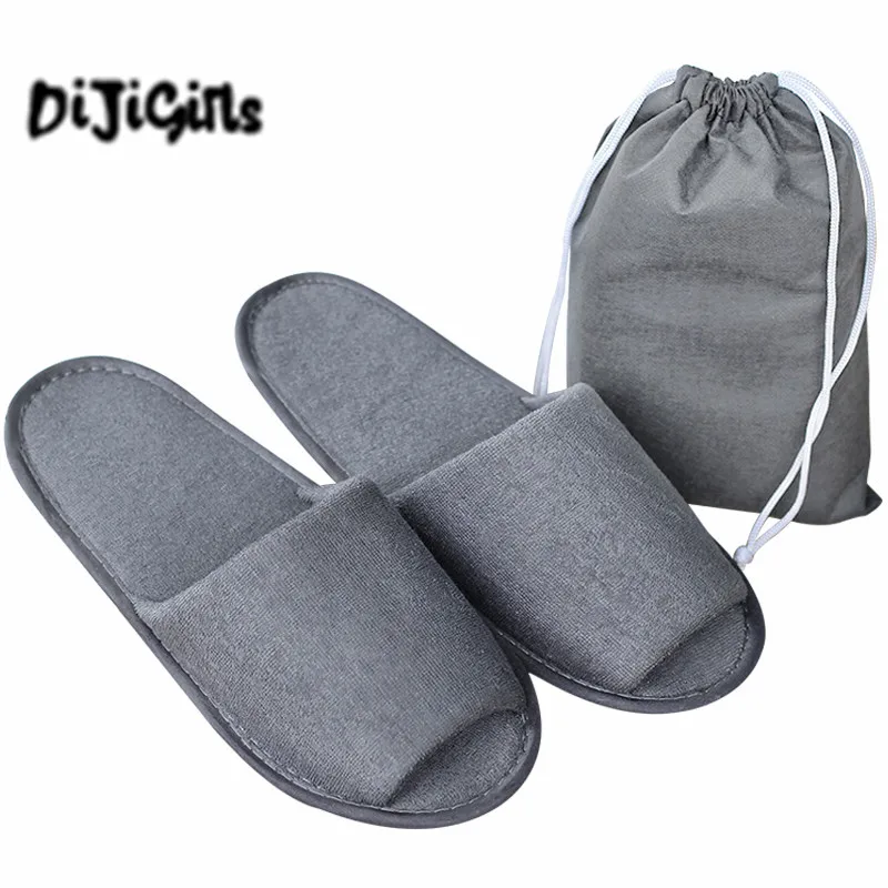

10 pairs\lot Men Travel Business Trip Hotel Club Portable Not Disposable Folding Slippers Boys Home Guest Slippers With Bag