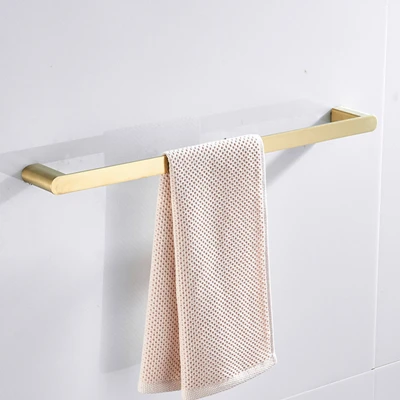 Single towel bar Hongdec роскошный настенный держатель из нержавеющей стали матовый золотой аксессуары для ванной комнаты держатель для полотенец набор для хранения - Цвет: Single towel bar