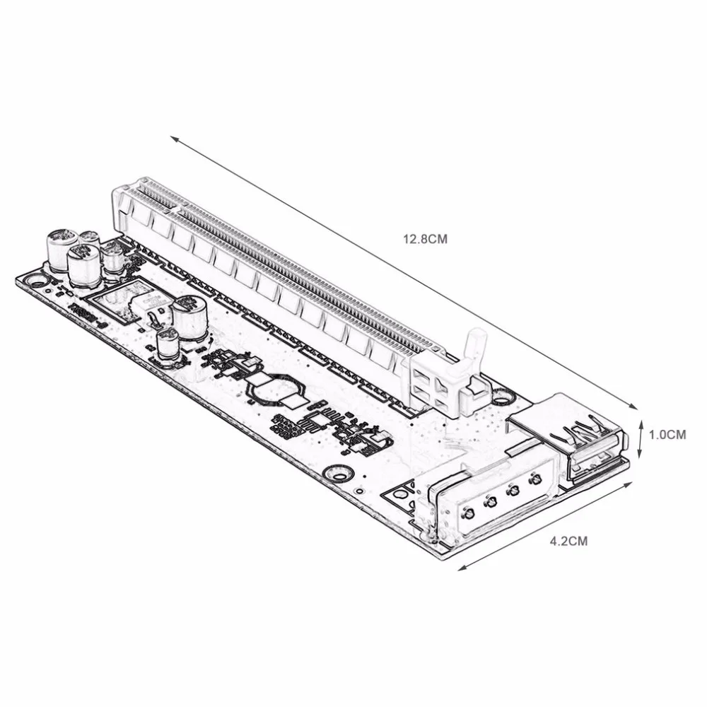 Мини PCI-E Express PCI-E Riser Card 1x до 16x с SATA 4-контактный кабель USB 3,0 для Bitcoin Miner BTC машина