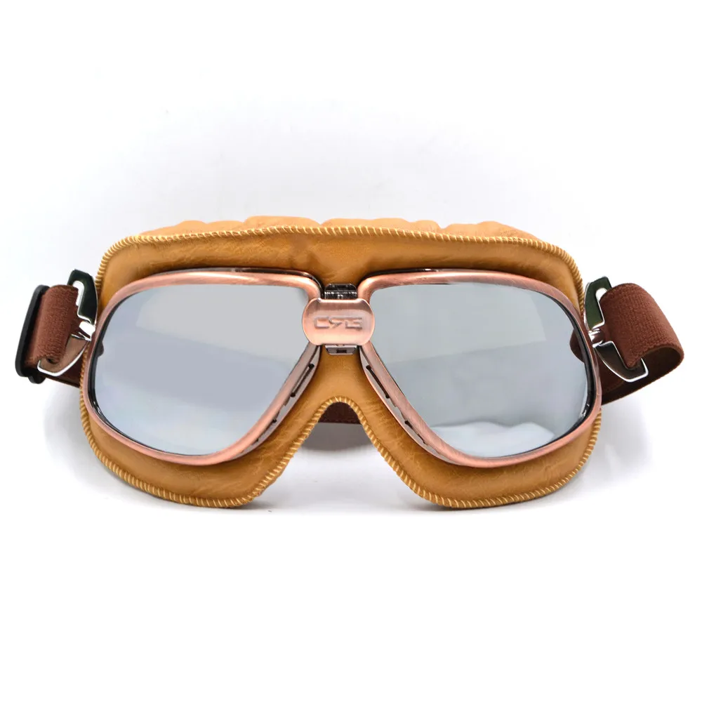BJMOTO Светоотражающие линзы Ретро мотоциклетные очки Oculos Antiparras Gafas мотокросса очки для Harley Moto шлем - Цвет: Sliver Lens Goggles