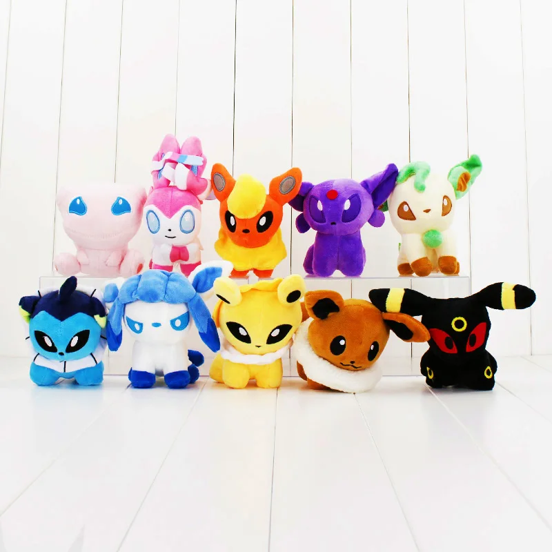 10 стилей 10 см Eevee Sylveon Espeon flarion Umbreon Glaceon Jolteon Vaporeon Leafeon& Mew Мягкие животные плюшевые игрушки