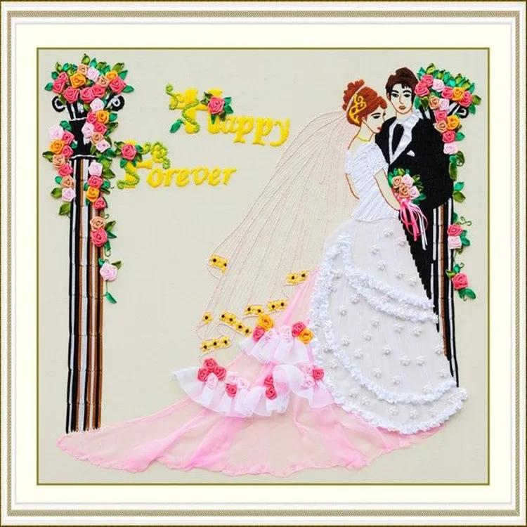3D DIY ленты вышивка для рукоделия Наборы Forever Love крестиком Красочные цветы