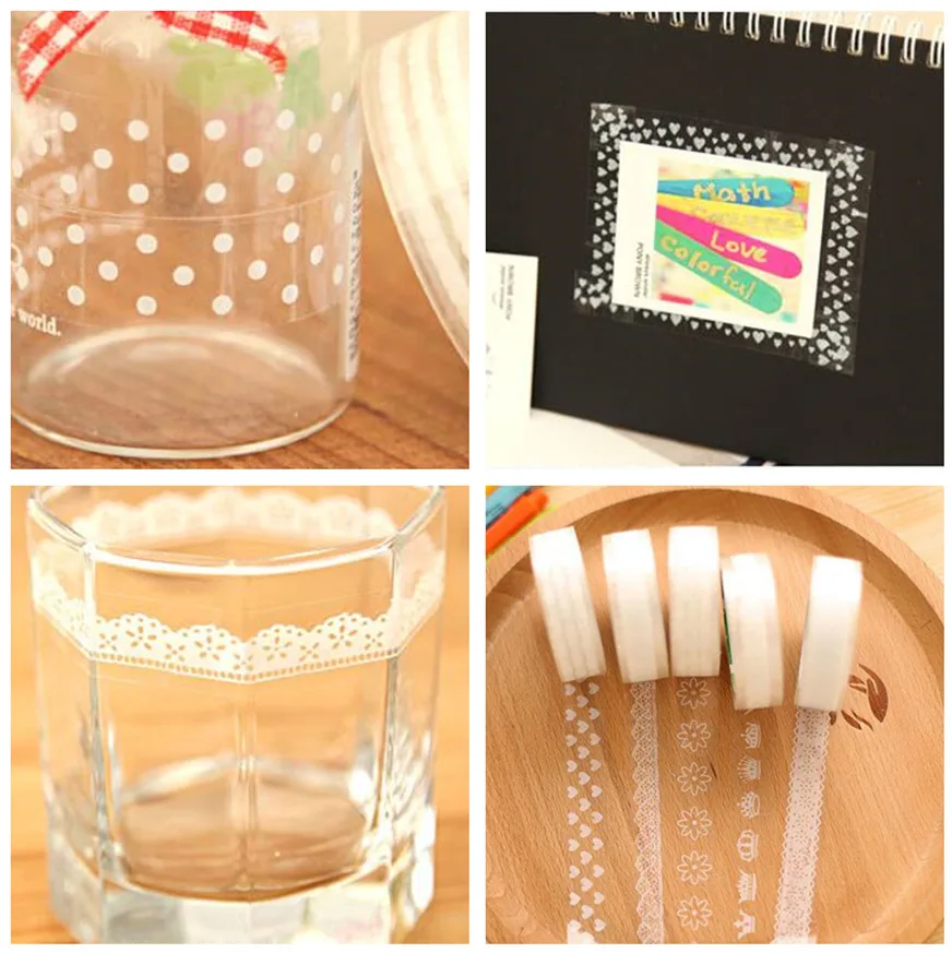 

1pcs Creative DIY Sticker Cute Heart Lace Random Pattern Tape Decorative PCV Stickers for Switch Album Bottle Cup Decoration