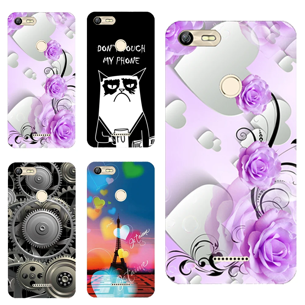

For BQ 5204 Romantic Love Heart Art Rose Shell Bag Housing Case for BQ-5204 Strike Selfie Flower Pattern Phone Cases Back Cover
