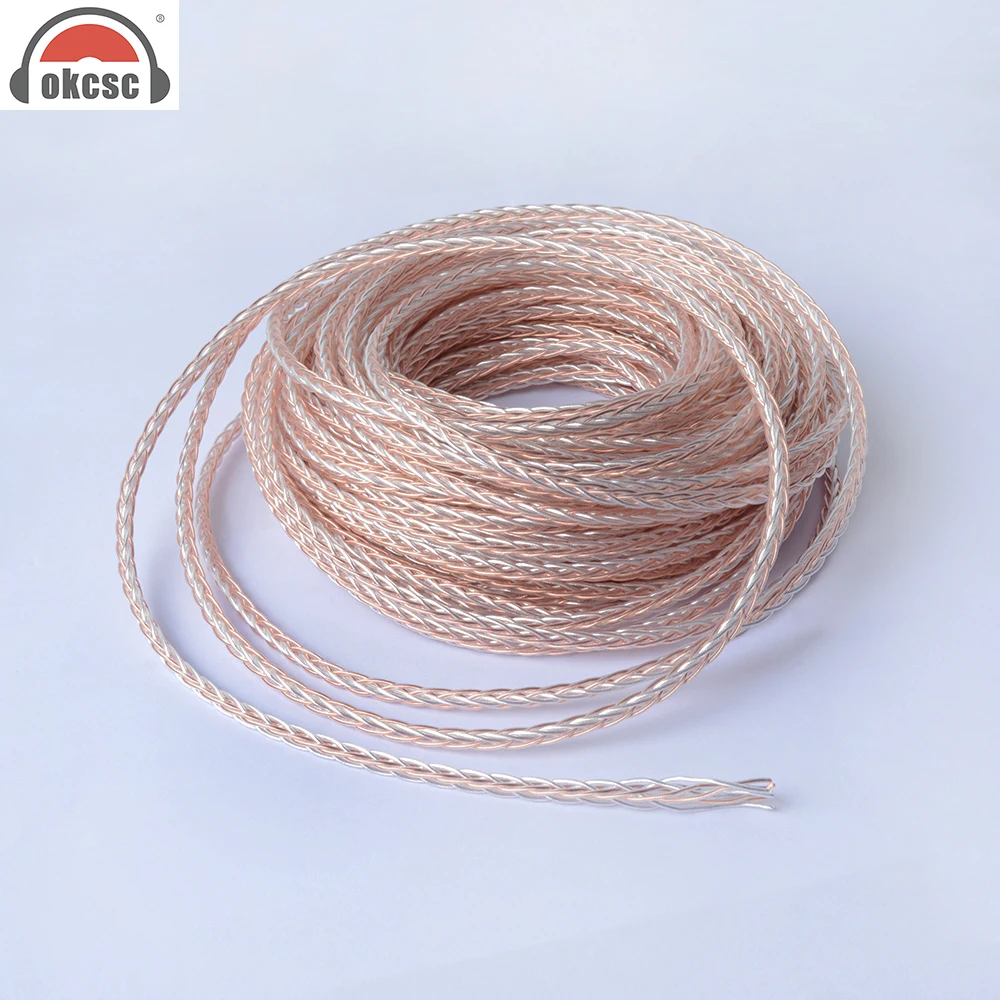 

OKCSC High Quality DIY 8 Core Upgrade Earphone Cable Professional Audio Headphone Wire Copper and Sliver
