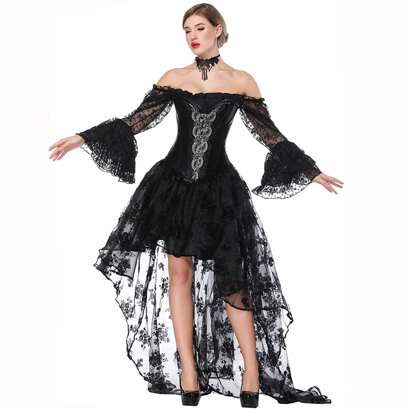 Buy Victorian Black Satin Corset Dress Sexy Women