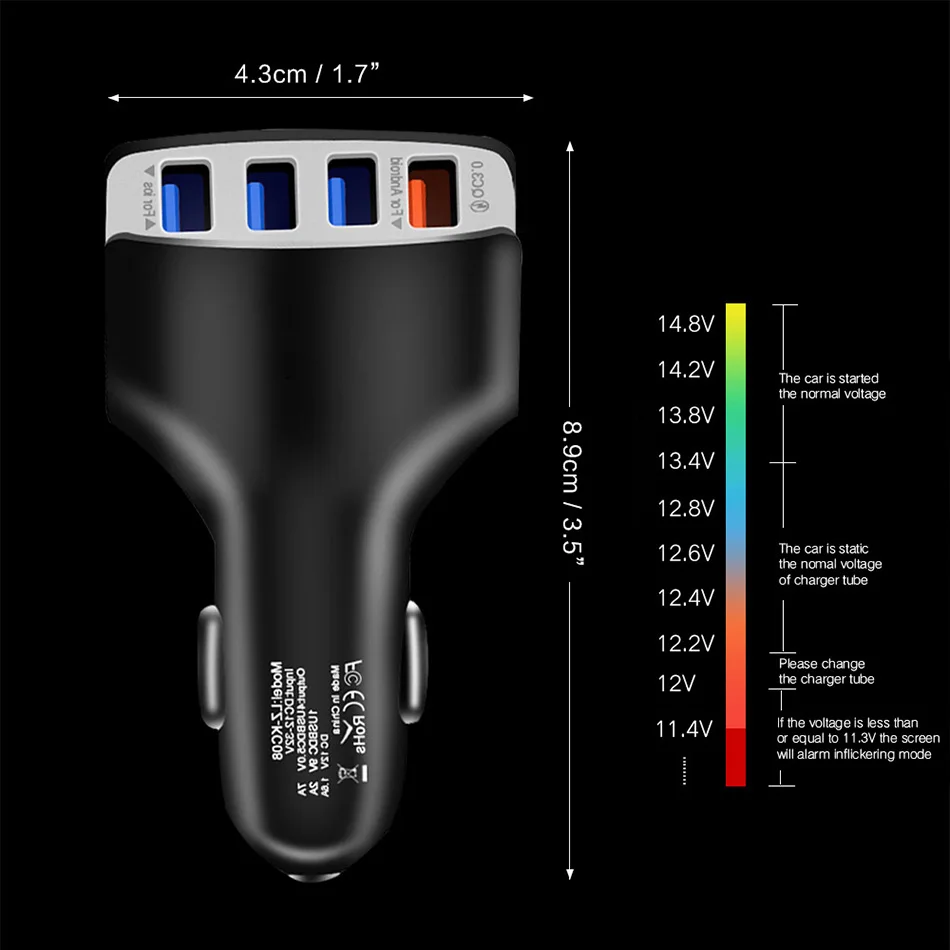 KISSCASE QC 3,0 4 порта USB Автомобильное зарядное устройство Быстрая зарядка для iPhone X XS MAX автомобильное для huawei P30 Pro Универсальное зарядное устройство для телефона