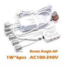 1 Вт* 6 шт./комплект супер мини светодиодная лампа для витрины винный шкаф с отверстием D0.51in