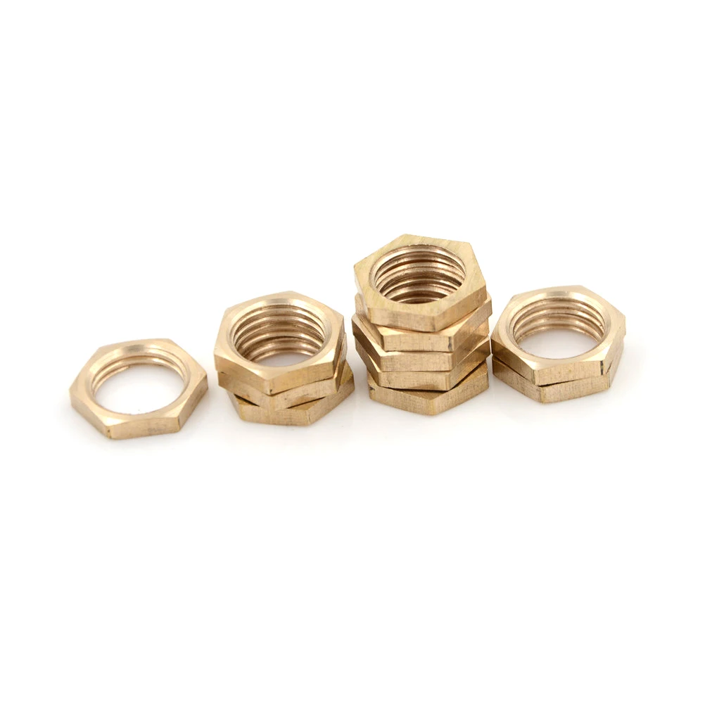 10Pcs/lot Brass Hex Lock Nuts Pipe Fitting 1/4" BSP Female Thread High