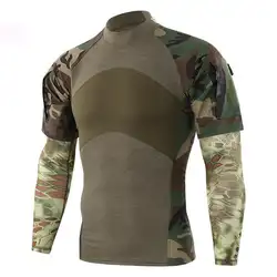 Для мужчин Военная Униформа летняя камуфляжная футболка Тактический с длинным рукавом Хлопок поколения боевой Frog рубашка Training рубашк