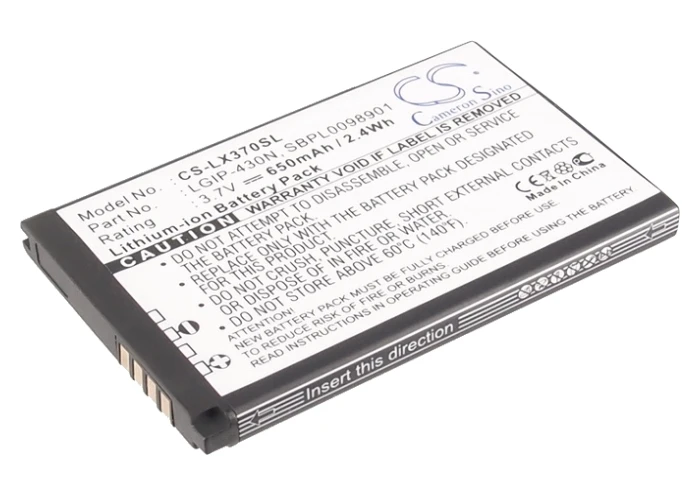 Аккумулятор Cameron Sino на 650 мАч для LG 990G C320 GU280 GU285 GU295 GW300 GW330 LG990G LN240 LX290 LX370 MT375 T300