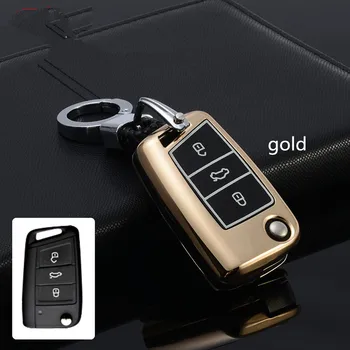 

Key Case cover New ABS material Galvanized Alloy For Volkswagen Golf 7 MK7 Tiguan Touran 2017 For Skoda Octavia A7 RS
