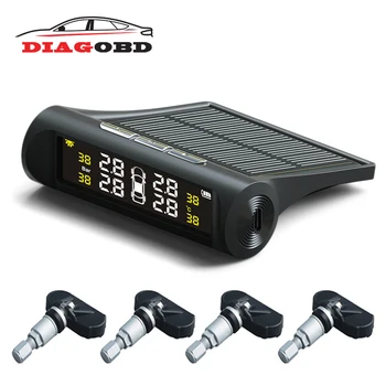 

DiaoOBD Smart Car TPMS Tire Pressure Monitoring System Solar Power Charging LCD Display Tyre pressure sensor Auto alarm system