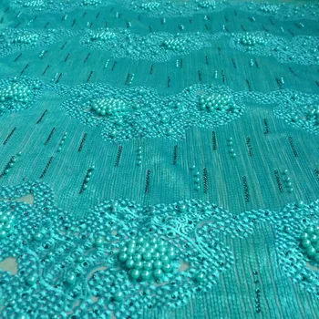 

1 YARD Hight quality fashoin heavy Pink pearls,stones metallice on netting embroidered wedding/show/evening dress lace fabric