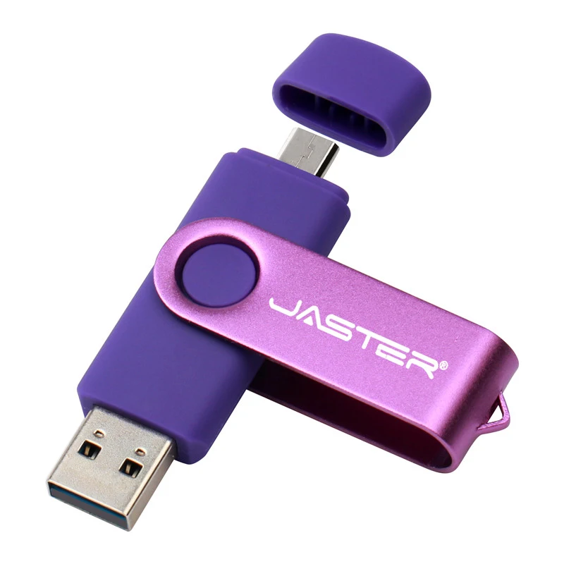 JASTER OTG USB флеш-накопитель 128 Гб металлический флеш-накопитель 8 ГБ 16 ГБ 32 ГБ 64 Гб 128 ГБ флеш-накопитель 256 ГБ двойное использование Micro USB карта памяти - Цвет: Purple